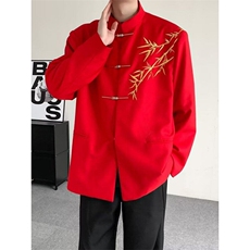 W9277-P63网图现货春季新款新中式立领西服结婚垫肩风外套，男装西服，星座1608-2