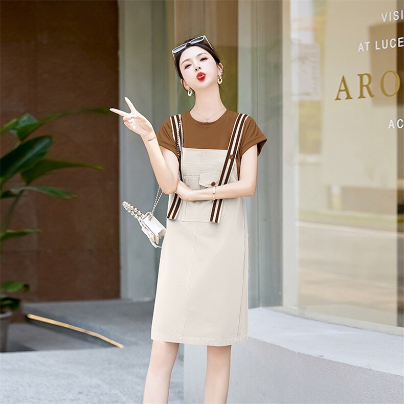 《大货已出》甜美时尚拼接工装背带裤两件套套裙,女装套装/套裙,辰辰家