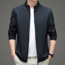 纯色夹克男装商务休闲2023春季新款立领上衣百搭潮流中年男士外套图片