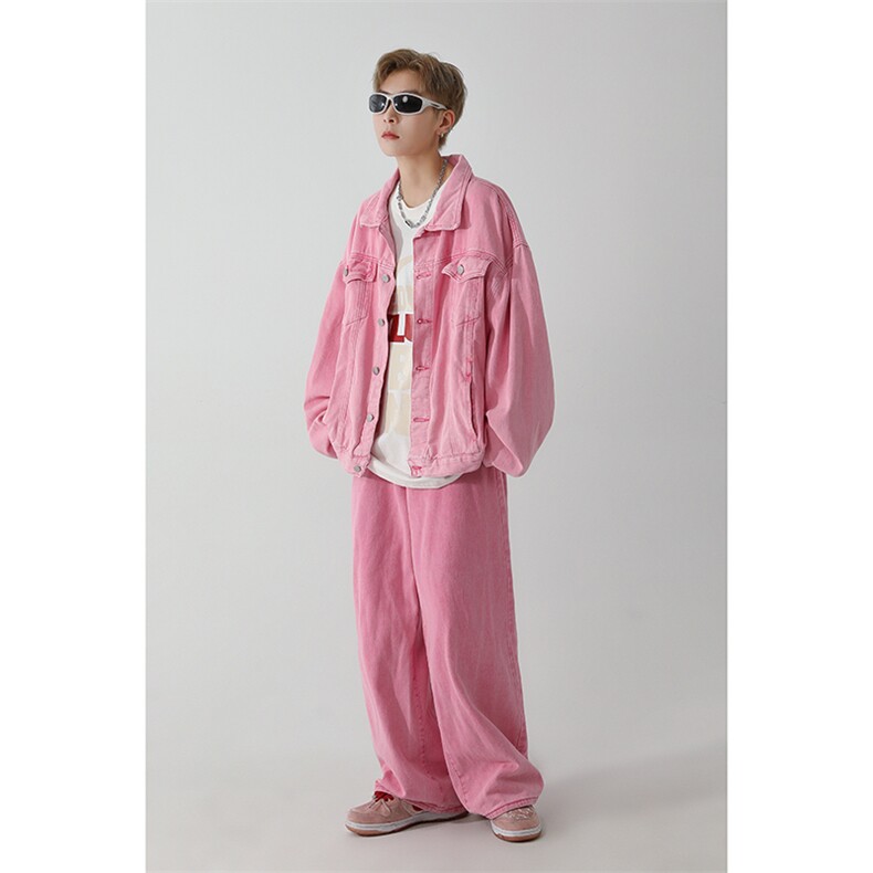 牛仔套装男高街帅气多巴胺韩版潮流2023秋冬季ins两件套W5226-P71，男装休闲套装，星座412-3