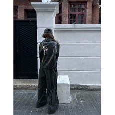 油墨印花美式高街皮衣男女痞子帅气2026春季ins外套W6529-P93，男装皮衣，星座412-2