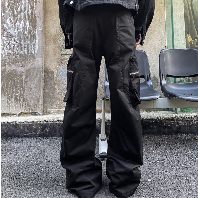2024秋新款纯色高级感宽松阔腿拖地裤工装垂感长裤男K113/P55,男装工装外套,星座506