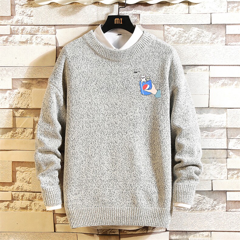 加厚加绒毛衣男大码毛线衣男针织衫M19262-P45加绒款-P65砖墙,男装针织衫/毛衣,电商A040A