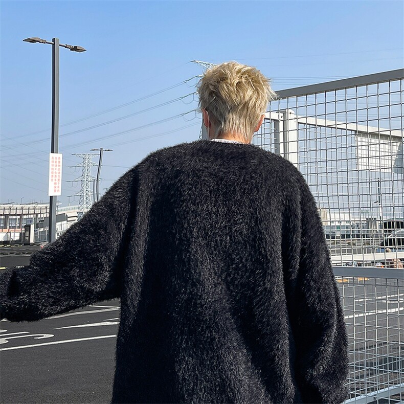 豹毛绒毛衣男冬季加厚慵懒风软糯针织款宽松潮牌外套MY15-P52,男装针织衫/毛衣,星座308B-2