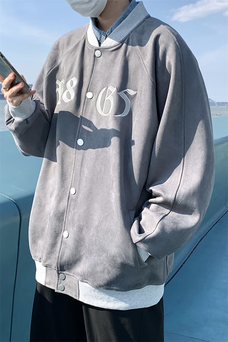 22秋新款宽松休闲oversize麂皮棒球外套B266-Y611-P70,女装短外套,星座B257-1