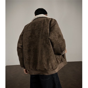 座山雕兔毛拼接复古皮衣棉衣棉服外套翻领 MY1299- P110图片