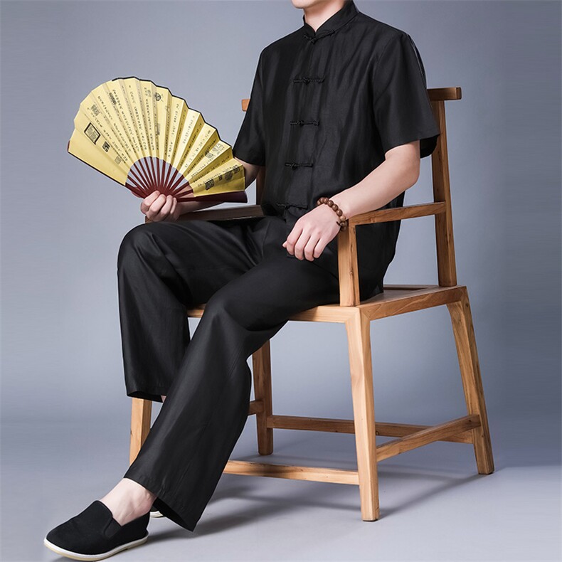 GBN-A-2夏季男式风唐装衬衫香云纱纯短袖套装P565，男装衬衫，电商B360