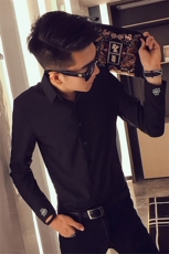 2026春痞帅小伙手臂刺绣修身显瘦长袖衬衫男CS39C/P50控78特，男装衬衫，电商A243