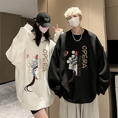 华夫格卫衣圆领卫衣男大码长袖t恤男外套HW76161-P30加绒款-P40，男装卫衣，电商A040