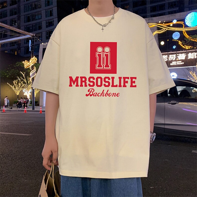 T761大码宽松纯棉运动圆领体恤衫oversize短袖T恤男重磅T,男装T恤,星座304A-1