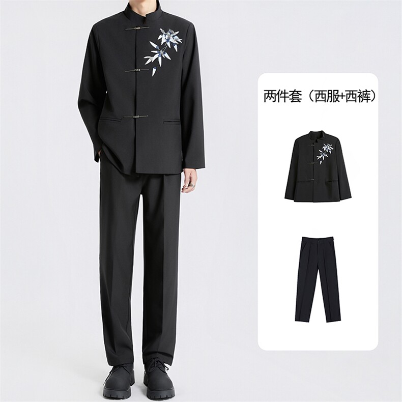 TW68-P110新中式男士礼服订婚礼春秋西装套装立领刺绣中山装,男装西服套装,星座507A（原星座306B-2）
