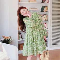 【大货已出】佛手绿碎花连衣裙2C137-8212-P125-K178，女装连衣裙，2C137