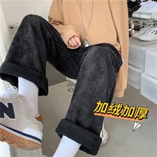韩灯芯绒阔腿裤男女秋冬新款高腰季垂感加绒B324P38常规30，男装休闲裤，星座1116-2