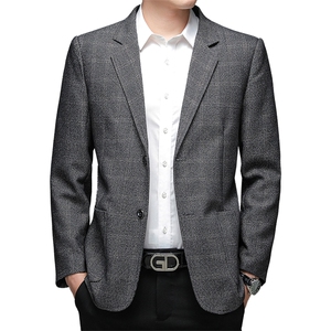 休闲西服男西装春季商务休闲中年男士西装外套单西上衣服爸爸男装图片