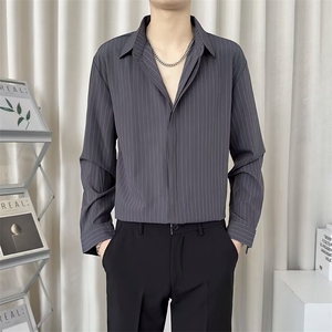 轻熟风高级感条纹衬衫男长袖春夏季衬衣FT38P38图片