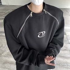小众拉链设计感oversize卫衣男高级感解析垫肩上衣潮-WY011-P85，男装卫衣，电商B289