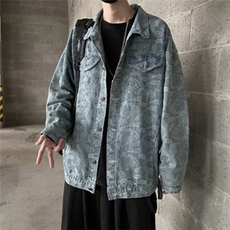 牛仔外套男春秋韩版潮流帅气腰果花夹克休闲ins港风上衣JK001-P70，男装工装外套，星座1008-2