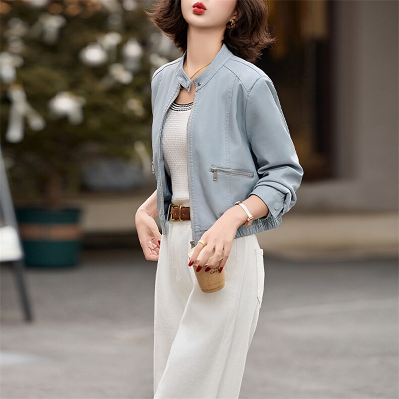 现货【大BAO款主推引流款】2025春款海宁休闲宽松洋气皮夹克女，女装皮衣，美拉德工厂直营店