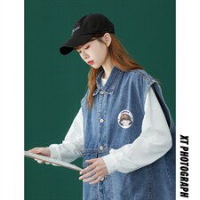 ！2022春季新品韩版宽松牛仔马甲情侣外套背心NK06P55控78，男装背心/马甲，A247A