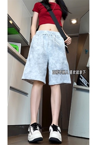 夏季巴黎脏脏短裤宽松扎染运动五分裤A463特P33控68图片