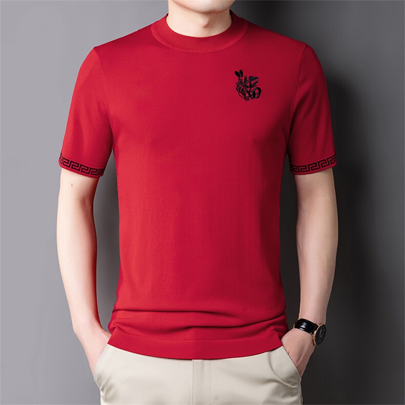 男士短袖t恤时尚休闲夏天宽松2023夏季新款中年打底衫上衣服体恤图片