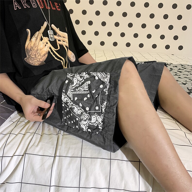 短裤男夏季潮牌外穿腰果花运动休闲裤港风工装五分裤DK0896-P28,男装休闲裤,星座308B-1
