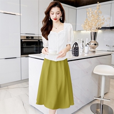 成套搭配套装女夏季2023新款蕾丝边上衣时尚洋气减龄半身裙两件套，女装套装/套裙，卡杰菲