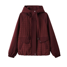 棉衣女冬季新款面料拼接质感洋气连帽加厚保暖棉服外套，女装棉衣/棉服，曼沙奕珂