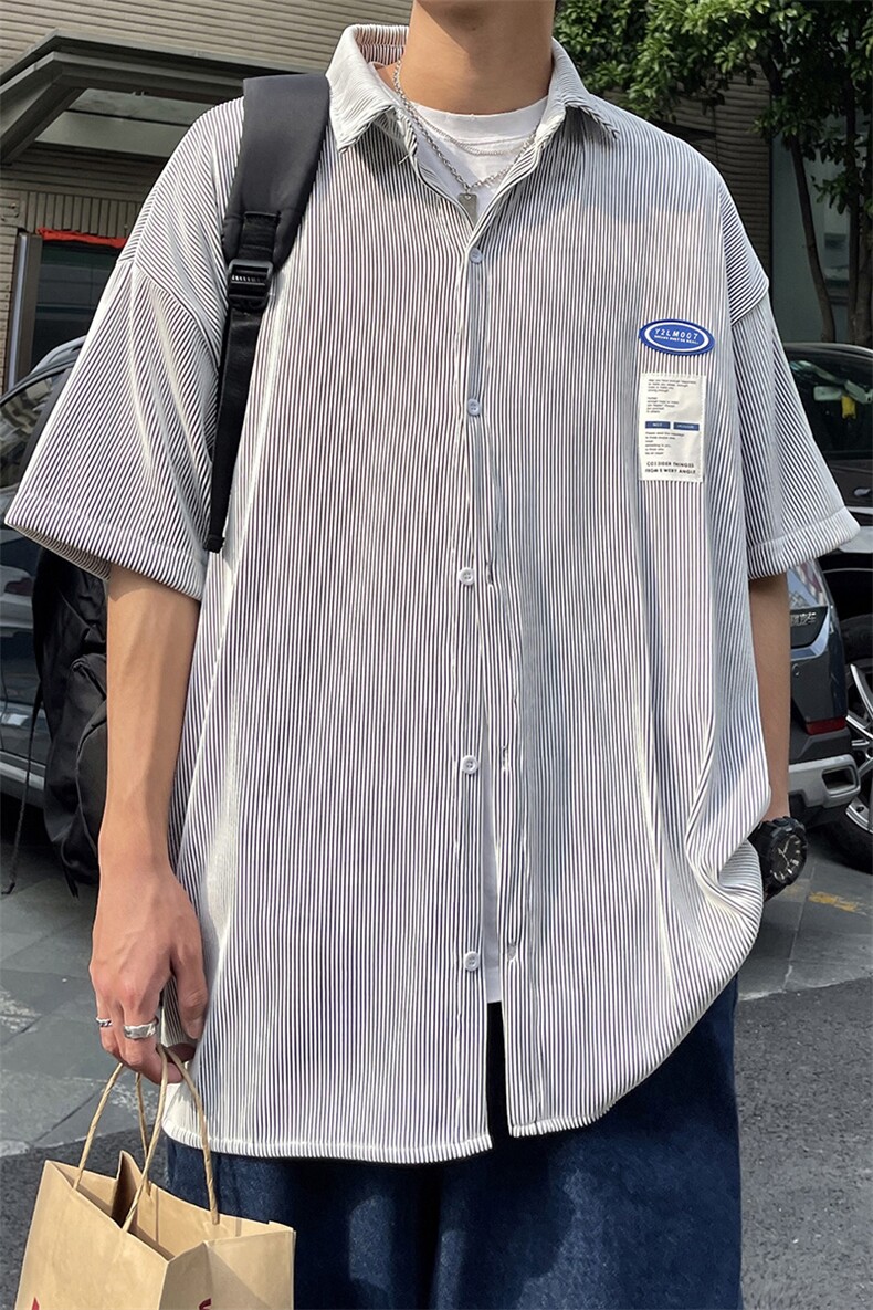 1港风情侣贴布情侣衬衫男大码中性风网红潮短袖DCS7813P45控68,男装衬衫,星座226-2
