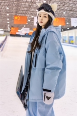 防水防风连帽中性风男女款加厚保暖时尚滑雪服外套M42-P165控218，男装棉衣，电商A001