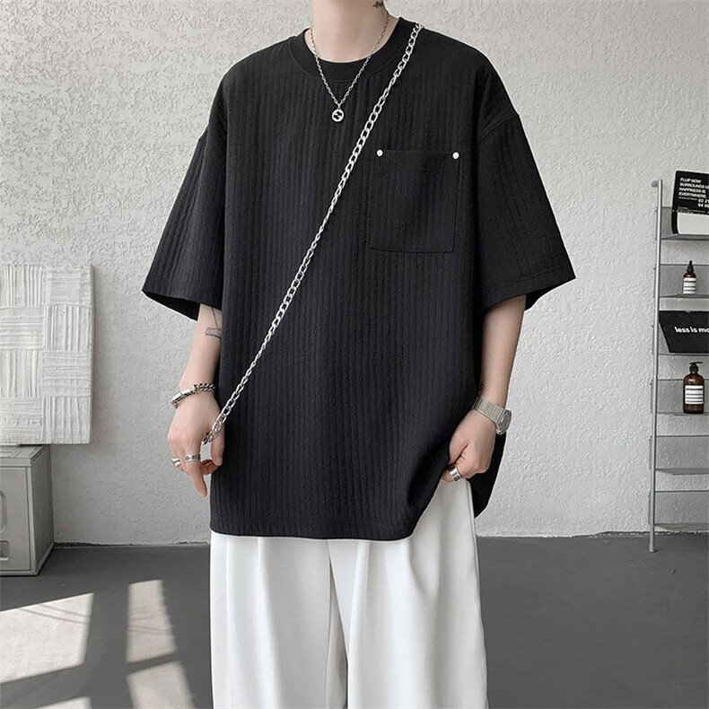 仓库现货T10138-特批35控68肌理感高品质圆领大码短袖T恤,男装T恤,电商A059