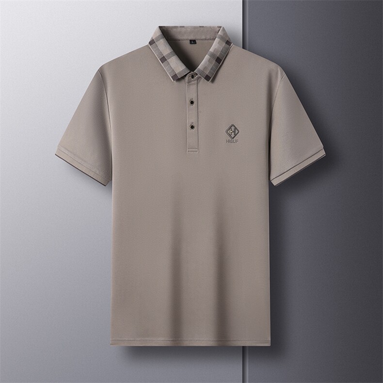 QLM33776男式夏季新款中老年丝光棉T恤男短袖翻领休闲体恤Polo衫,男装T恤,电商B360