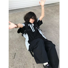 复古短袖女夏季撞色拼接重磅polo衫T恤学院风上衣情侣T15，男装T恤，星座1116A（原606A-3）