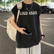 数据超好抖音品240克重磅欧美式潮牌水洗背心无袖t恤BX335-P35，男装T恤，电商A486