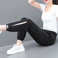 中老年妈妈夏季冰丝休闲裤韩版薄款透气九分裤中年人弹力运动裤女，女装休闲裤，燕颉服饰