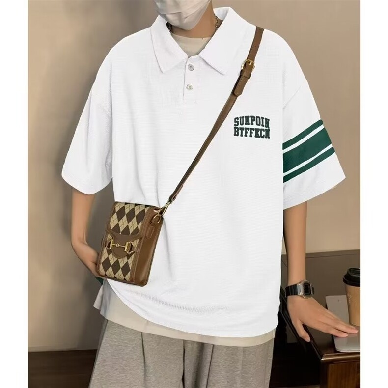 华夫格短袖POLO衫男夏季新款美式潮牌潮流宽松t恤学生休闲半袖衫,男装T恤,星座1013