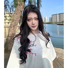 万针全刺绣工艺抖音得物高品质260克重磅纯棉双纱美式高街短袖T恤，男装T恤，电商A486