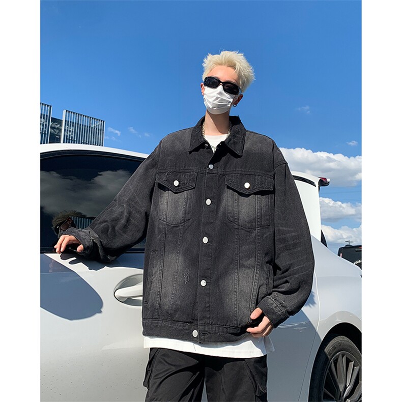 秋季新款港风美式ins潮牌复古水洗高质量破洞牛仔夹克JK1311-P73,男装夹克,星座313A(原308A-2)