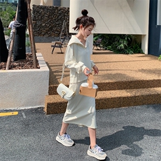 【新款现货】米白色休闲运动裙套装088-8815p145k198，女装套装/套裙，2C088