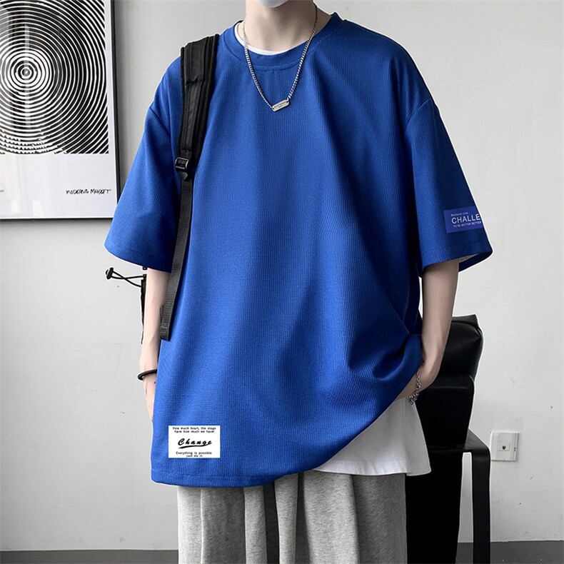 HT73062-P22 华夫格t恤男短袖男大码五分袖 大皂风图片
