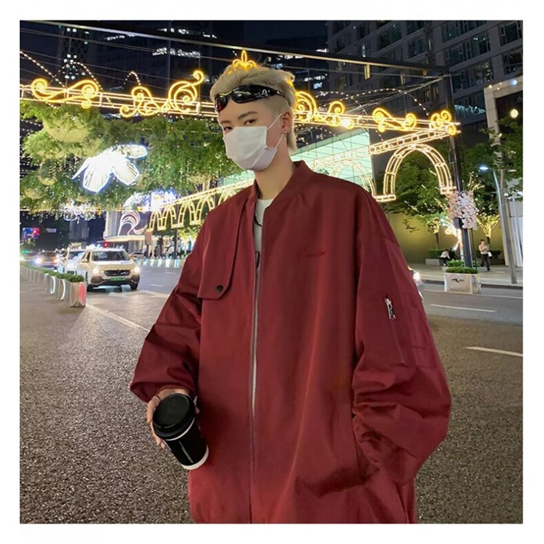 美式棒球服外套男士秋季新款高街痞帅青少年飞行员夹克 J658-P65图片