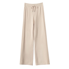 2025年秋季新款百搭七针侧边杻花阔腿裤，女装休闲裤，宏杨羊绒