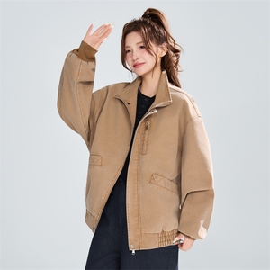 2026春季宽松复古立领工装夹克男女同款百搭外套XZ309 JK8009 P95图片