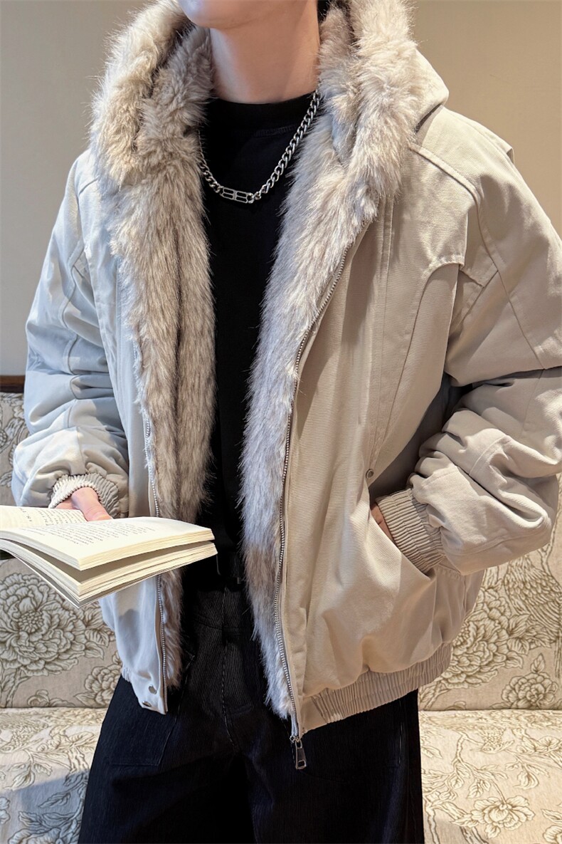 座山雕毛领连帽棉衣外套男冬加厚保暖夹克棉袄XZ514-2-7234-P125,男装夹克,星座514-2(原B239)