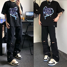 夏季美式高街破洞铆钉牛仔裤货号K750P60，男装牛仔裤，电商A063