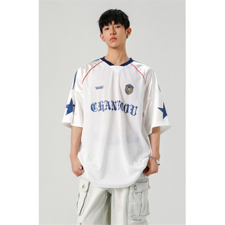 706-T0220-P38夏季美式设计感透气冰球服潮牌痞帅篮球服短袖T,男装T恤,星座706