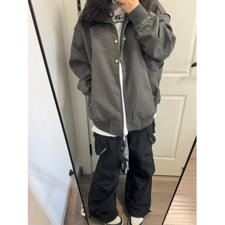 美式高街底特律工装外套男春秋季潮宽松百搭飞行员夹克WL6844-P73图片