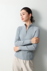 简约时尚打底衫女秋冬季新款百搭半开拉链羊毛衫纯色，女装羊毛衫，多娇羊绒