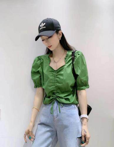 【现货】木耳边抽绳小衫，女装，秋水月亮