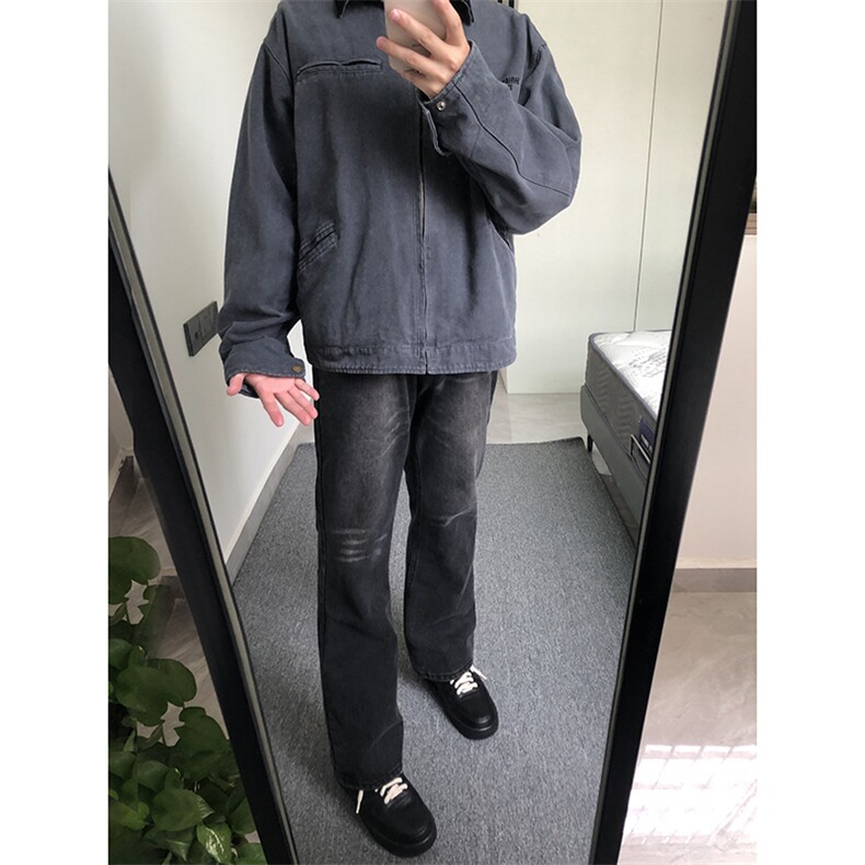 B221美式ins高街暗黑光版修身微喇牛仔裤LK23137-P55控78,男装牛仔裤,电商B221